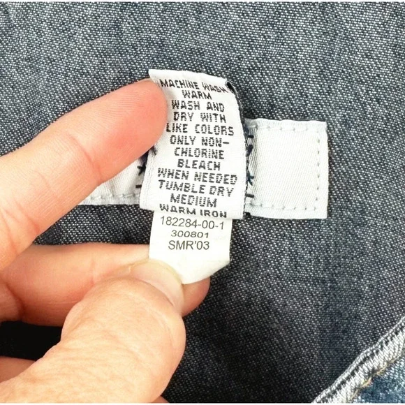 VTG 2003 Old Navy Cropped Bib Denim Overalls Women XL Y2K Grunge Loose Carpenter - Picture 6 of 12